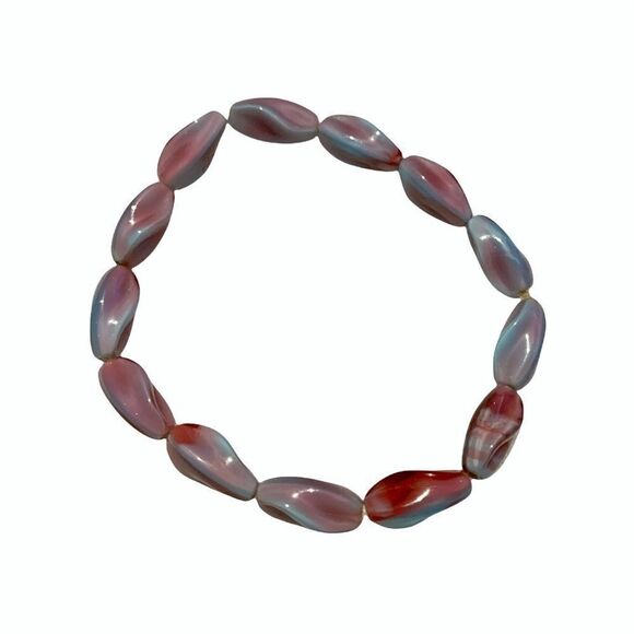 Blue lavender purple pink 6 strand glass bead stretch bracelets - Picture 2 of 8